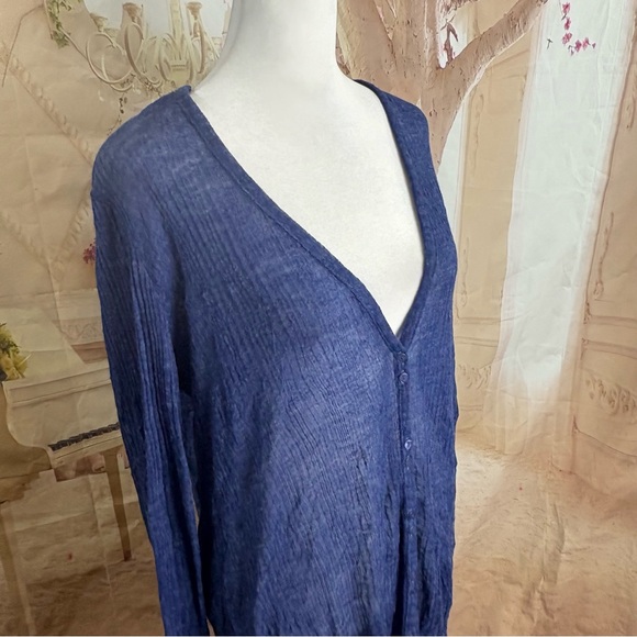 NEW Eileen Fisher Wool Blend Cardi Women's Navy Button Down Cardigan - Picture 6 of 11